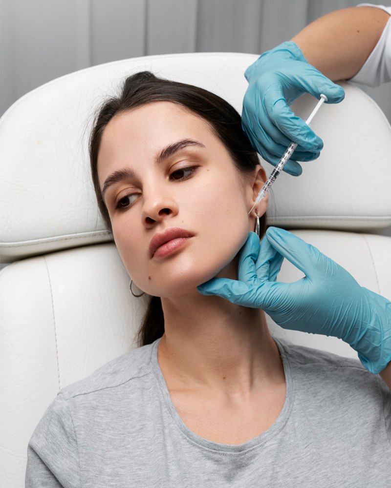 hydrocolloid pimple patch applied to razor bump on jawline