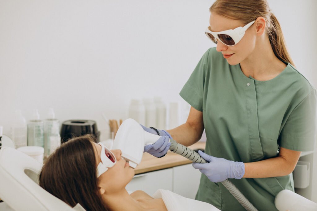 dermatologist performing laser hair removal for razor bump prevention